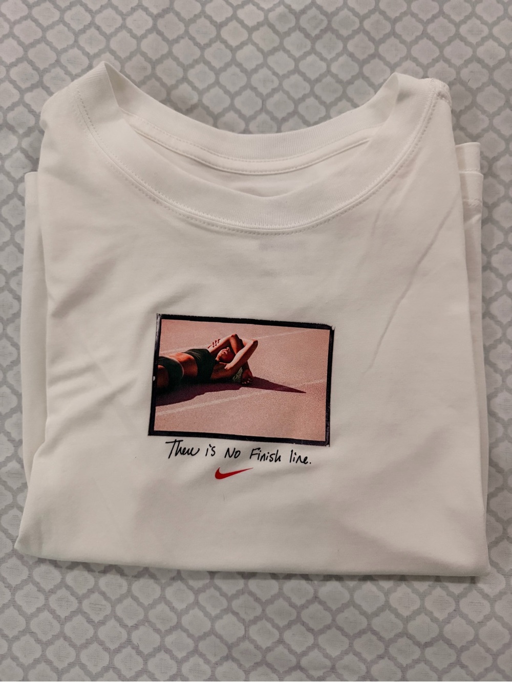 Nike White Graphic Tee with Pink Accent